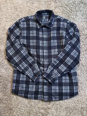Volcom Plaid Fleece Button Down Jacket Mens Size Medium Black White